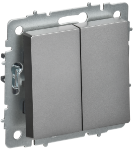 Выключатель 2-клавишный перекрестный IEK Brite BR-V23-0-10-K46 сталь