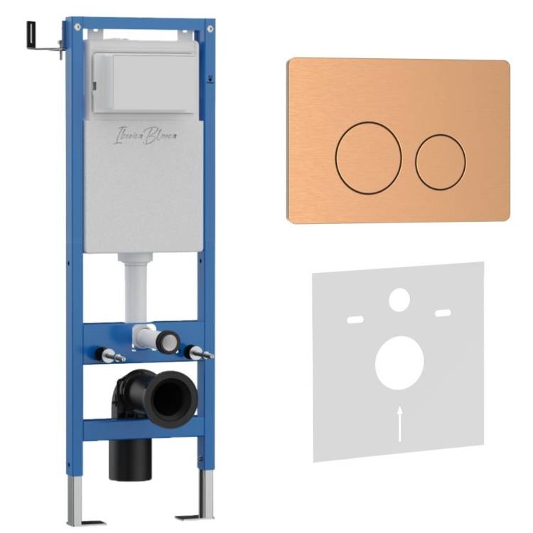 Система инсталляции для унитазов Iberica Blanca Inox-O IB.001M.8172 кнопка смыва розовое золото матовое