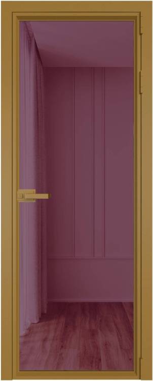 Межкомнатная дверь Profil Doors 1 AV цвет профиля Золото, стекло безопасное 6 мм фиолетовое шпион 700x2000