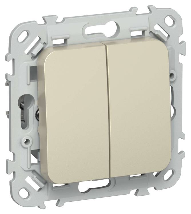 Выключатель 2-клавишный IEK Flite FI-V20-0-10-1-K37 шампань