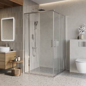 Душевой уголок BelBagno LUCE-A-22-80+25-C-Cr профиль хром, стекло прозрачное, 105x105x195