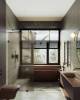 Душевая перегородка MaybahGlass MGD-265-6 79x195, стекло бронза матовая 8 мм, профиль черный фото 2