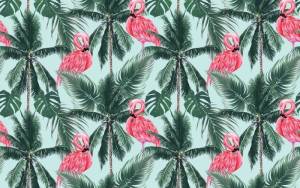 3D Фотообои Artegrafico «Фламинго на пальмах» TR-030 акварель
