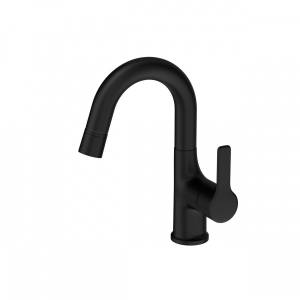 Смеситель для раковины Wonzon & Woghand WW-FE01L212-MB с выдвижным изливом, черный матовый