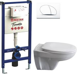 Комплект  Унитаз подвесной Pestan Fluenta Basic 40006460 + Система инсталляции для унитазов Pestan Fluenta 40006356 + Кнопка смыва Pestan Fluenta Play