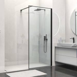Душевая перегородка Vincea Walk-In VSW-1HS900CLB профиль черный матовый, стекло прозрачное, 90x200