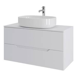 Тумба с раковиной Orange Line Li-100TuwMDF+B04-600W белая матовая, 100 см