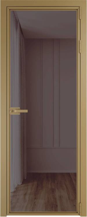 Межкомнатная дверь Profil Doors 1 AX цвет профиля Золото, стекло безопасное 6 мм золотистая бронза 600x2000