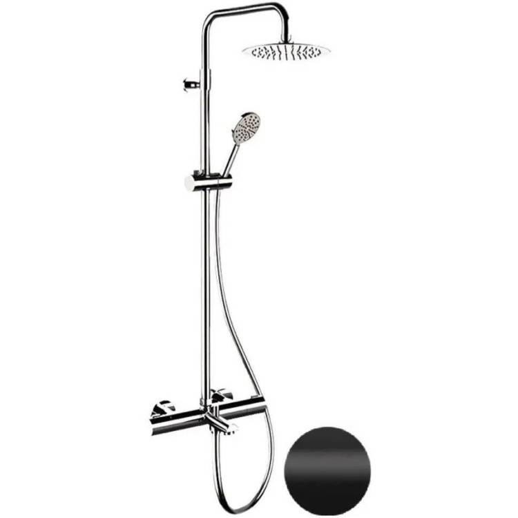 Душевая система Remer Elegance EQ34A8MPUFM25NO черный матовый, с изливом, с термостатом