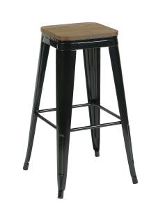 Стул барный Stool Group Tolix YD-H765-W KD LG-01 Черный/Темное дерево