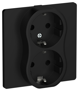 Розетка 2-местная с заземлением IEK Flite FI-R21C-16-1-K02 черный