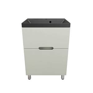 Тумба с раковиной Style Line Матис 60 напольная, олива, раковина антрацит, 82x60x45