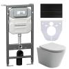 Комплект Унитаз подвесной Ceramica Nova Balearica CN6000 + Система инсталляции Envision CN1002B с черной матовой кнопкой смыва и шумоизоляционной панелью CN1000