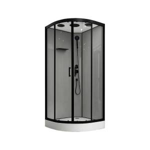 Душевая кабина Royal Bath HK RB90HK-TG-BL FATO профиль черный, стекло прозрачное, 90x90x215