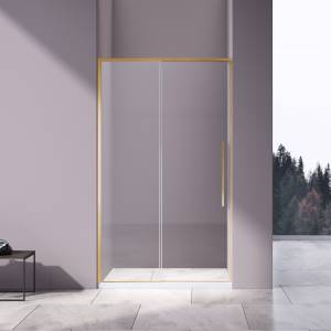 Душевая дверь Vincea Slim-N VDS-4SN140CLG профиль брашированное золото, стекло прозрачное, 140x195