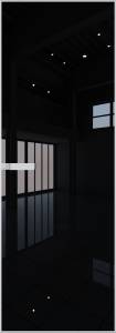 Межкомнатная дверь Profil Doors 1 AGN цвет профиля Вайт, стекло безопасное 4 мм lacobel черный лак 700x2000