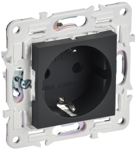 Розетка 1-местная с заземлением и шторками IEK Skandy SK-R14-16-K53 графит
