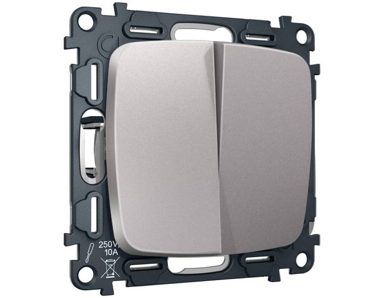 Комплект механизма 2-клавишного перекрестного выключателя Ambrella Volt MO MO503030 сталь матовый