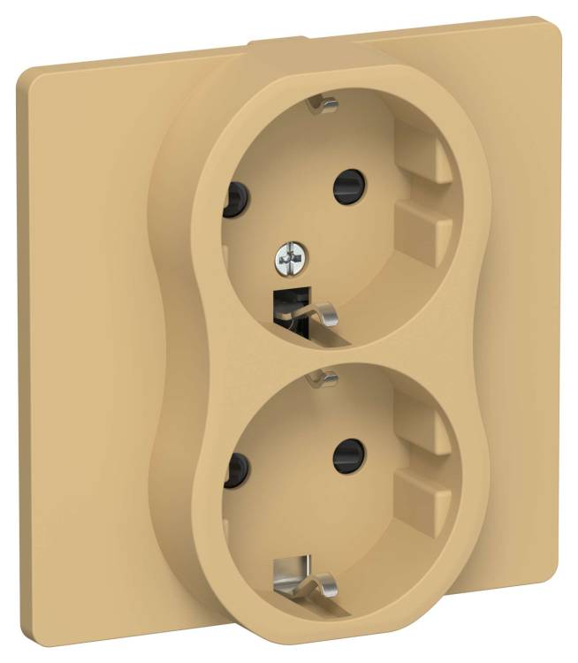Розетка 2-местная с заземлением и шторками IEK Flite FI-R24C-16-K89 шамуа