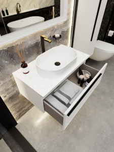 Тумба с раковиной La Fenice Elba Bianco NFNC-01-ELB-B-90-3-M-GG белая матовая, 90 см