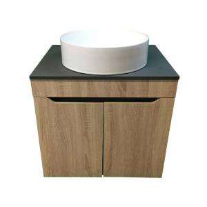 Тумба с раковиной Sintesi STL.W7023_00004151975 подвесная, Дуб сонома, темно-серый, белый глянцевый