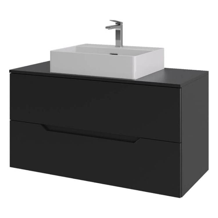 Тумба с раковиной Orange Line Li-100TubMDF+B04-500W черная матовая, 100 см