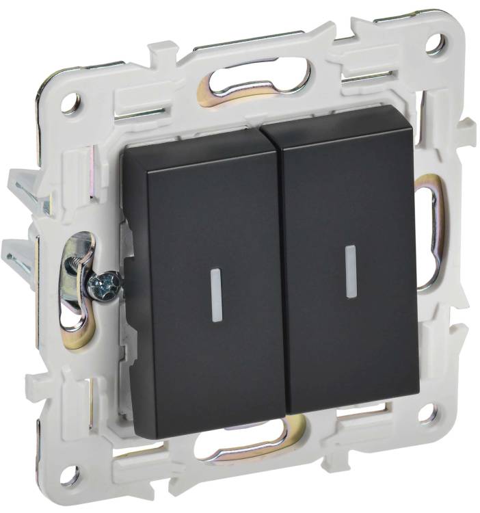 Выключатель 2-клавишный IEK Skandy SK-V20-1-10-K02 черный