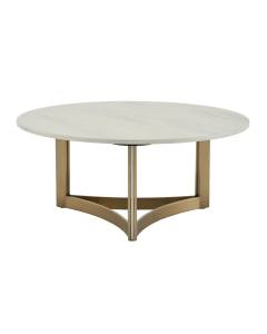 Стол журнальный Stool Group Кассия ECT-292-BRCGS-white 333-2 светлая керамика 90x90x40