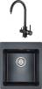 Комплект Paulmark Zemar PM104651-BLM черный металлик + Смеситель Paulmark Essen Es213211-418 для кухонной мойки, черный металлик