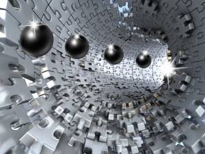 3D Фотообои Artegrafico «Шары в тоннеле из пазла в холодных тонах» ABS-112 акварель