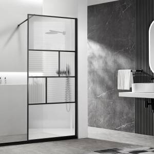 Душевая перегородка Vincea Walk-In HC Art VSW-1HC100CFB 1000x2000, профиль черный, стекло прозрачное/рифленое