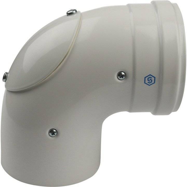 Конденсац. колено Stout угол 90 градусов DN60/100 м/п с инспекционным окном PP-FE