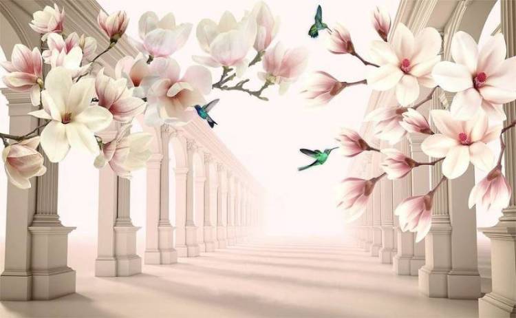 3D Фотообои Artegrafico «Аркада с магнолиями» ABS-060 песок