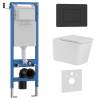 Унитаз с инсталляцией Iberica Blanca Toledo Alto IB.001M.TLA.234.112 безободковый, с крышкой-сиденьем микролифт, с черной матовой кнопкой