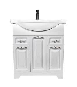 Тумба с раковиной Stella Polar Кармела 75 Люкс белое серебро, Байкал 75