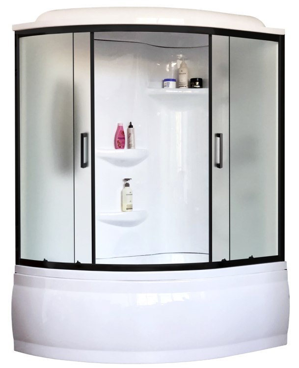 Душевая кабина Royal Bath RB 170ALP-C-BL правая, профиль черный, стекло матовое, 170x100x225
