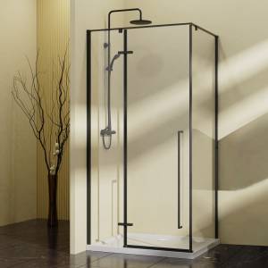 Душевой уголок Vincea Slim-N VSR-5SN1010CLB профиль черный, стекло прозрачное, 100x100x195