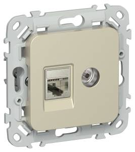 ТВ-розетка+Ethernet RJ45 IEK Flite FI-AK21-2-K37 шампань