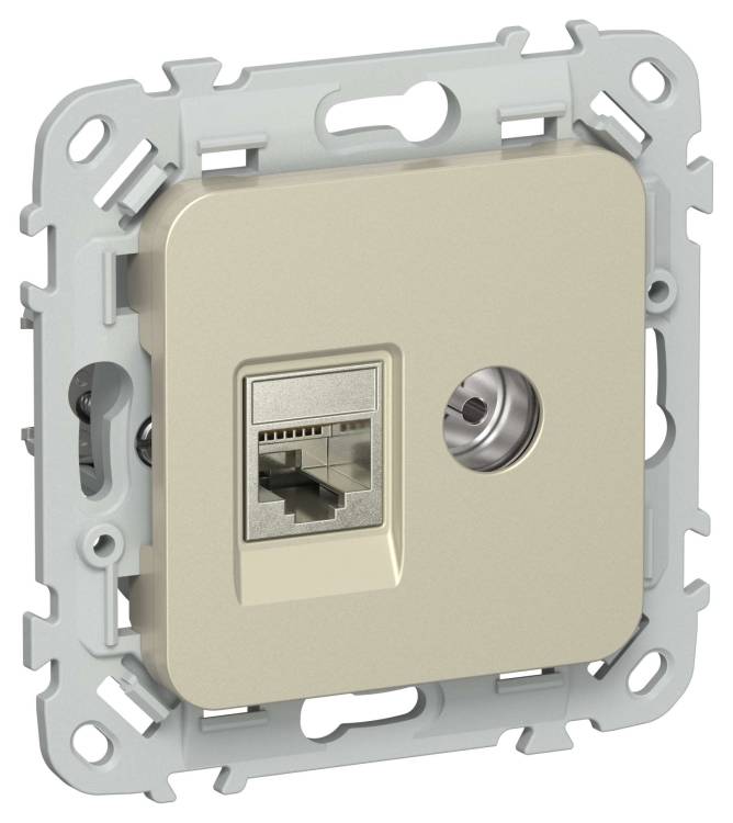 ТВ-розетка+Ethernet RJ45 IEK Flite FI-AK21-2-K37 шампань