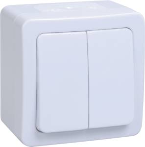 Выключатель 2-клавишный IEK Гермес Plus EVMP20-K01-10-54-EC белый