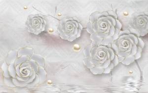 3D Фотообои Artegrafico «Нежные керамические цветы с золотом» CF-025 акварель