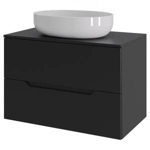 Тумба с раковиной Orange Line Li-70TubMDF+B05-520W черный матовый, 70 см