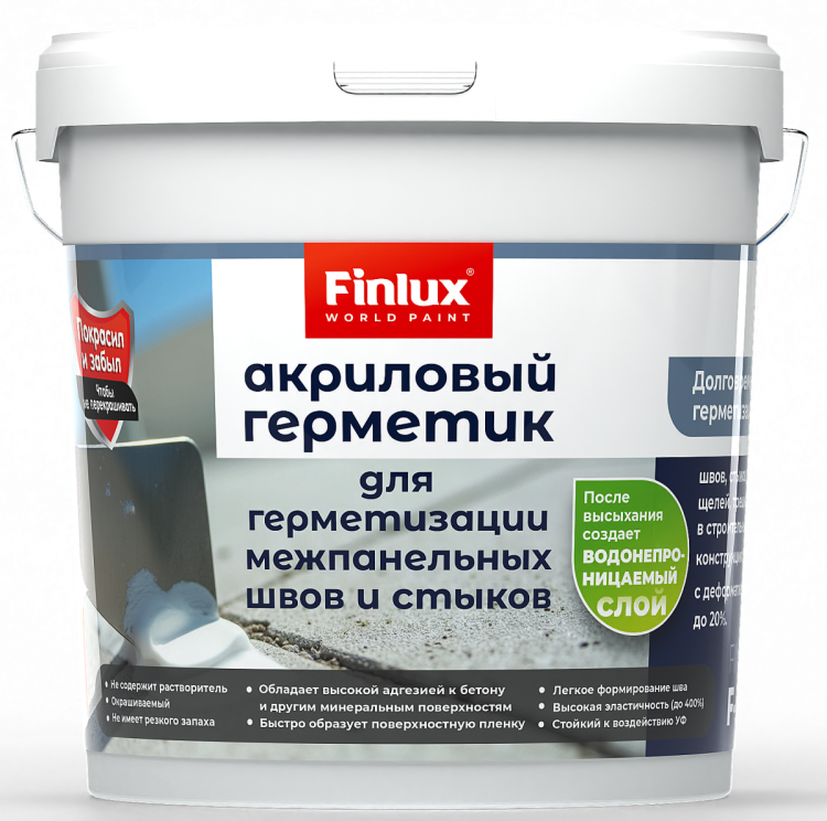 Акриловый герметик для межпанельных швов и стыков Finlux F-583 матовый белый 1.5 кг