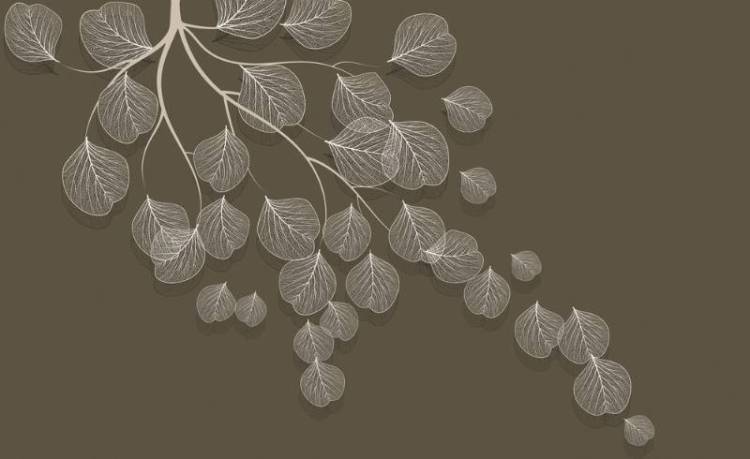 3D Фотообои Artegrafico «Утончённая ветвь в горчичном оттенке» PL-089 песок