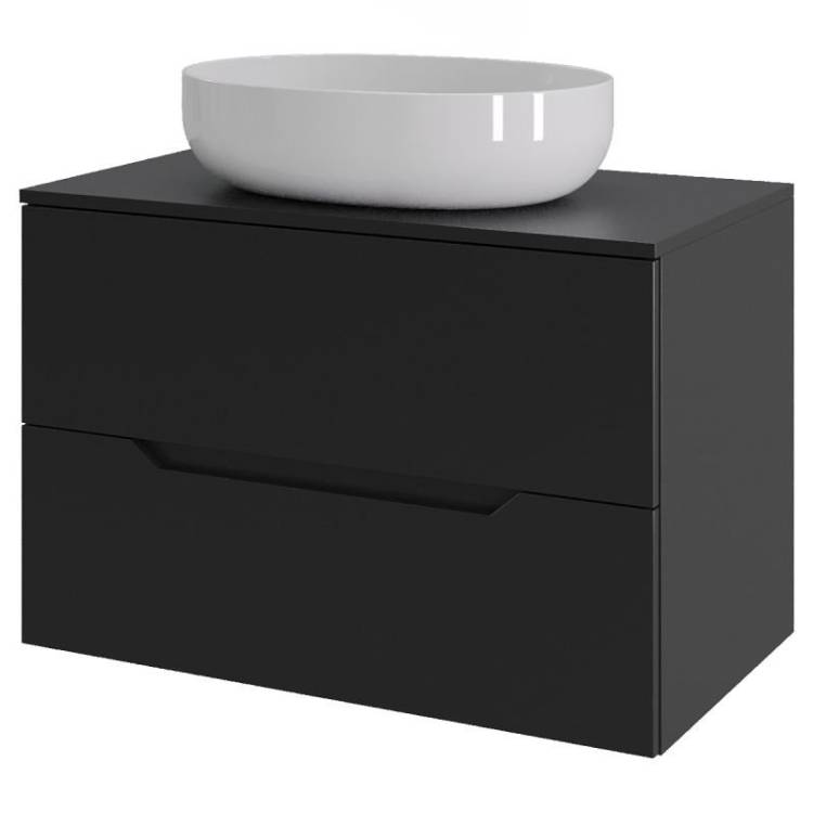 Тумба с раковиной Orange Line Li-70TubMDF+B05-520W черный матовый, 70 см