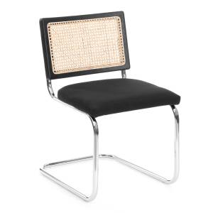 Стул Tetchair Mani 24335 черный, дерево вяз, ротанг, ткань лен, металлический каркас