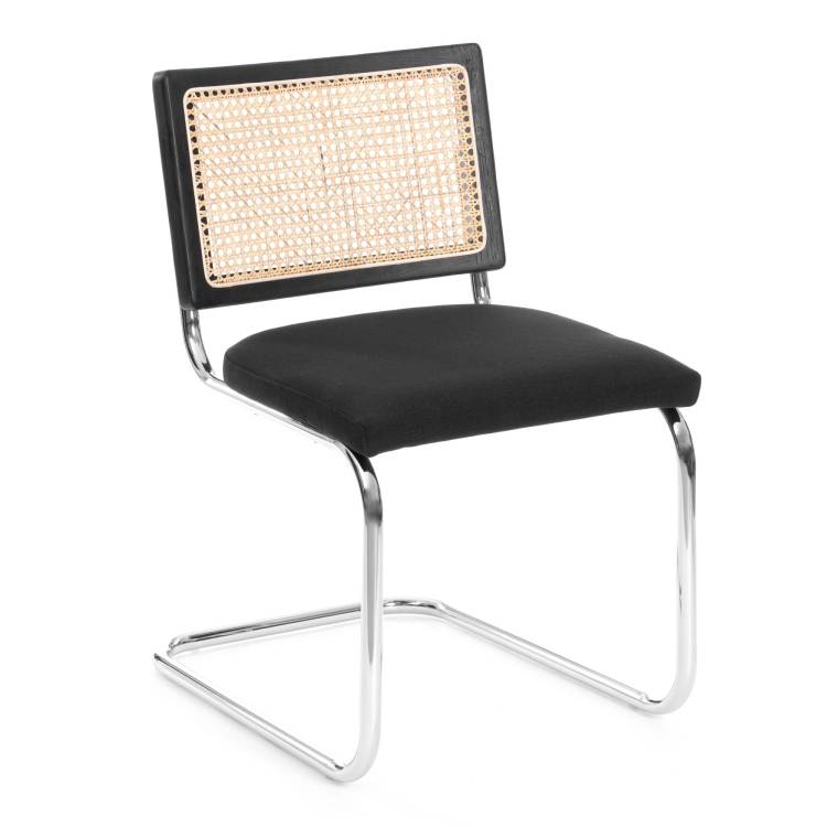 Стул Tetchair Mani 24335 черный, дерево вяз, ротанг, ткань лен, металлический каркас