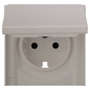 Лицевая панель для розетки 2к+з с крышкой Rikett 35634 PL платина