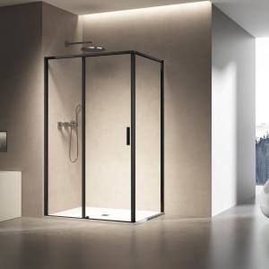 Душевой уголок Vincea Slim VSR-6SL8011CLB профиль черный, стекло прозрачное, 110x80x200