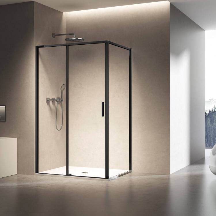 Душевой уголок Vincea Slim VSR-6SL8011CLB профиль черный, стекло прозрачное, 110x80x200